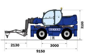 Abmessungsgrafik Teleskoplader TSR1840 mit Gittermast-Winde