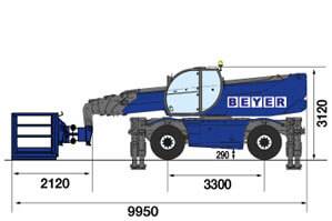 Telestapler mit Arbeitskorb 500 kg - seitliche Maße