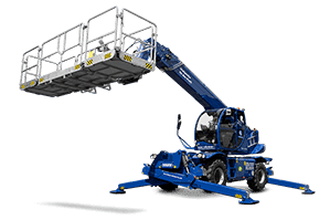 Teleskoplader TSR2670 mit Arbeitskorb 500kg ausgeklappt Teleskoparm angehoben