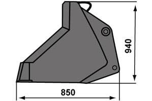 Telelader-Anbaugerät Schaufel 1000l - Abmessungsgrafik