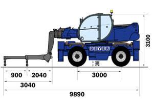 Teleskoplader TSR1840 mit teleskopierbarem Lasthaken - Abmessungen seitlich