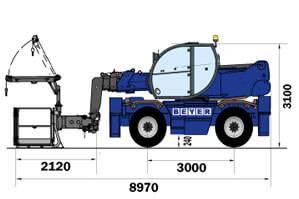 seitliche Abmessungen Teleskoplader TSR 1840 mit Arbeitskorb mit Winde