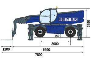 Teleskoplader RTH 6.21 SH seitliche Abmessungen