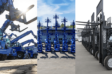 BEYER Collage aus Teleskoplader, Arbeitsbühnen und Staplern