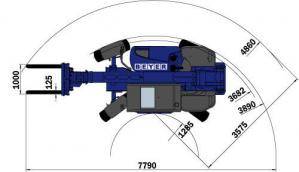 Abmessungsgrafik aus der Vogelperspektive von BEYER-Teleskoplader