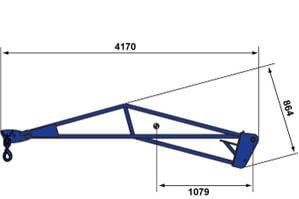 Abmessungsgrafik von Anbauwerkzeug Gittermast TSR 3060