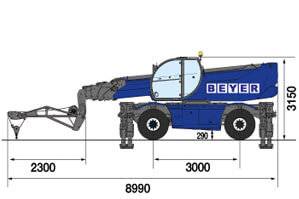 Telestapler mit Gittermast-Winde-2t seitliche Abmessungen