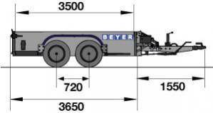 Seitliche Abmessungsgrafik von Tieflader-Anhänger TLR 30 350-158