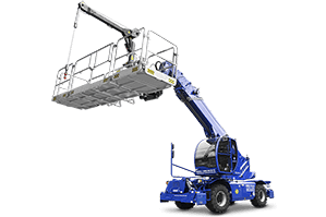 BEYER TSR 3580 mit Arbeitskorb und Winde und angehobenem Teleskoparm