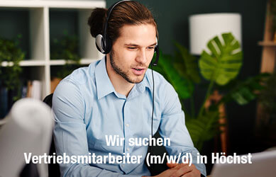 BEYER-Jobbanner mit Aufschrift: Wir suchen Vertriebsmitarbeiter für Höchst